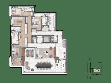 Planta Op��o 3 su�tes - 251m�