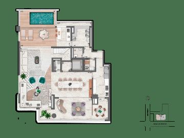 Planta Duplex Inferior - 4 su�tes - 444m�