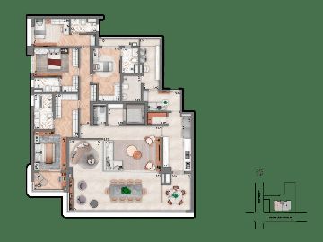 Planta Op��o 2 - 4 su�tes - 251m�