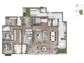 Planta-Tipo 264 m� - 4 dorms (4 su�tes)
