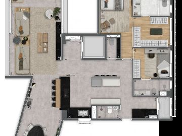 TIPO IMPAR - 185 m� - 2 su�tes - Living com p� direito duplo