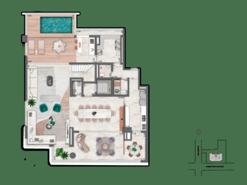 Planta Duplex Inferior - 4 sutes - 444m