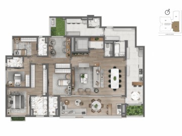 Planta-Tipo 264 m - 4 dorms (4 sutes)